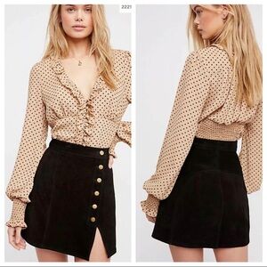 Black Button-Front Skirt